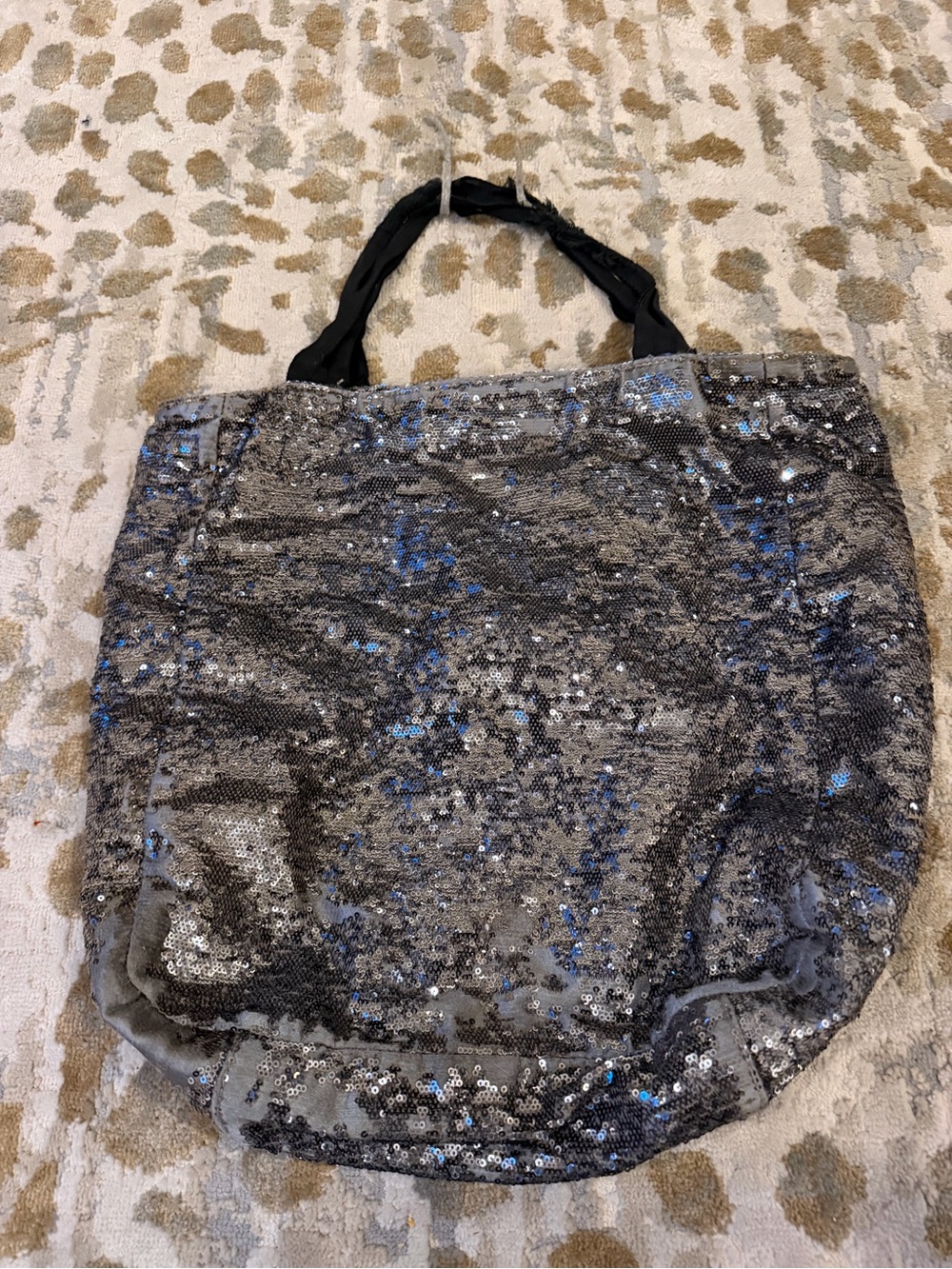 Juicy Couture Silver Sequin Tote with Black Handles